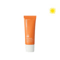 A closed bottle of Banana Bright Mineral Sunscreen SPF 30 on a white background. Upper right corner has an icon of a yellow sun.
